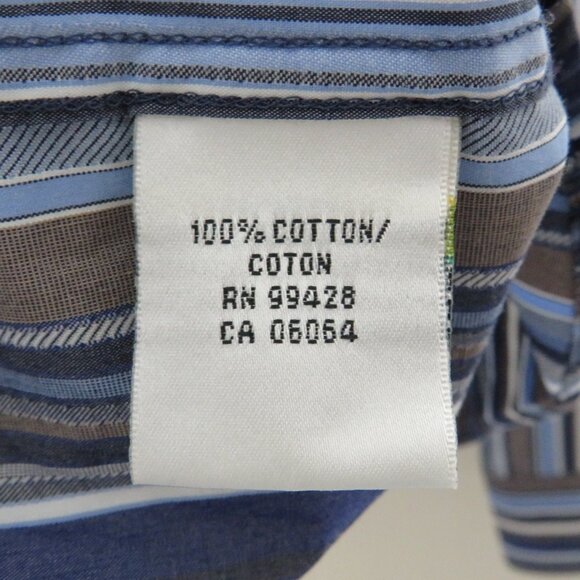 Bugatchi Uomo* Men's Long Sleeve Button Down Curved Hem Stripe Dress Shirt~Large - Picture 5 of 11